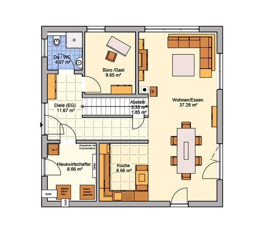 Fertighaus Tero von Fingerhut Haus Schlüsselfertig ab 428250€, Stadtvilla Grundriss 1
