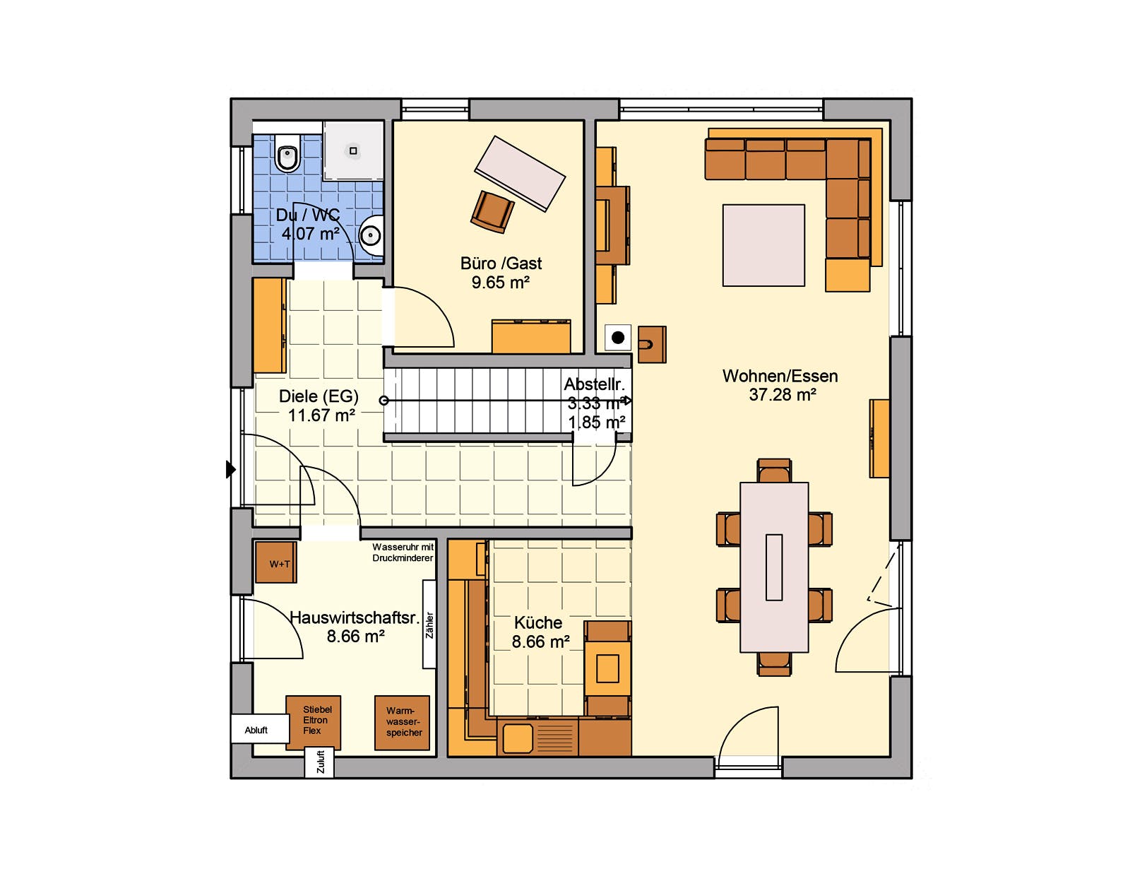 Fertighaus Tero von FINGERHUT-HAUS Schlüsselfertig ab 471788€, Stadtvilla Grundriss 1