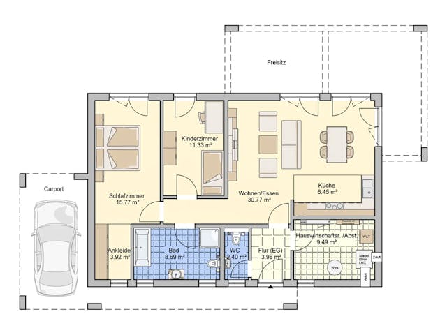 Fertighaus Vespero von Fingerhut Haus Schlüsselfertig ab 360536€, Bungalow Grundriss 1