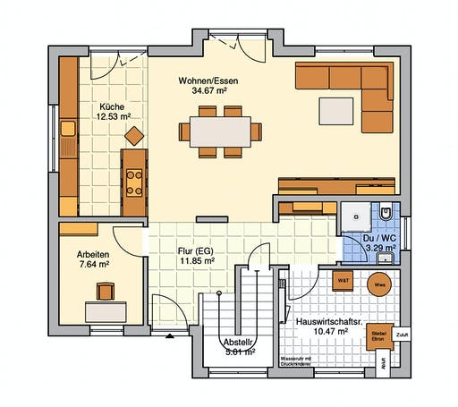 Fertighaus Vinaro von Fingerhut Haus Schlüsselfertig ab 402953€, Satteldach-Klassiker Grundriss 1