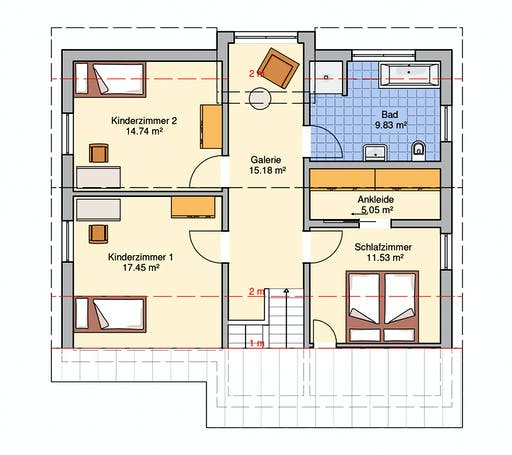 Fertighaus Vinaro von Fingerhut Haus Schlüsselfertig ab 402953€, Satteldach-Klassiker Grundriss 2
