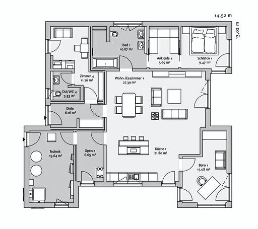 Fertighaus Dreifamilienhaus 241 von FischerHaus Schlüsselfertig ab 767360€, Stadtvilla Grundriss 1