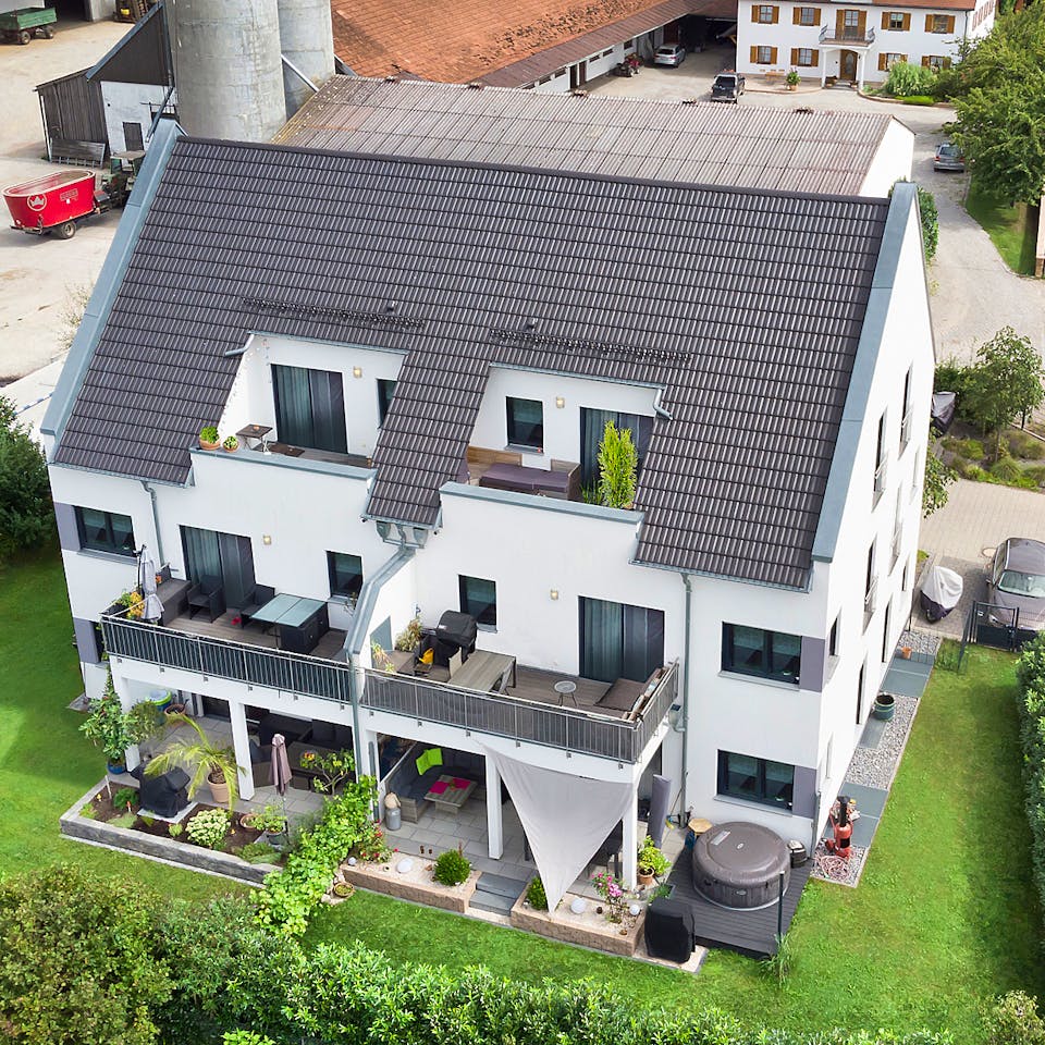 Fertighaus Sechsfamilienhaus 480 von FischerHaus Schlüsselfertig ab 1474645€, Satteldach-Klassiker Außenansicht 2