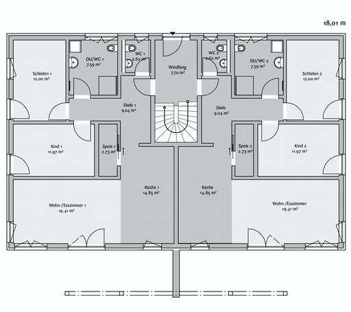 Fertighaus Sechsfamilienhaus 480 von FischerHaus Schlüsselfertig ab 1474645€, Satteldach-Klassiker Grundriss 1