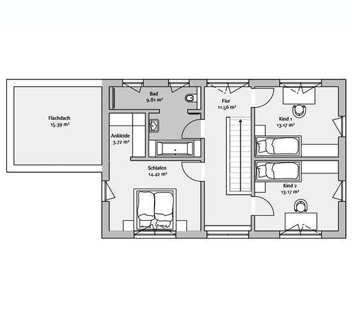 Fertighaus Modern 154 von FischerHaus Schlüsselfertig ab 443494€, Satteldach-Klassiker Grundriss 2