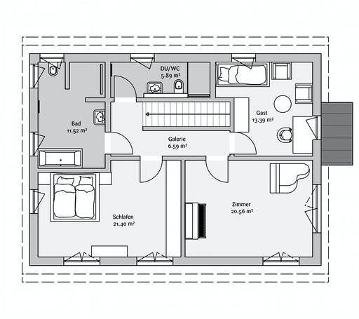 Fertighaus Modern 161 von FischerHaus Schlüsselfertig ab 401550€, Satteldach-Klassiker Grundriss 2