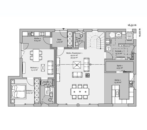 Fertighaus Modern 234 von FischerHaus Schlüsselfertig ab 659635€, Satteldach-Klassiker Grundriss 1
