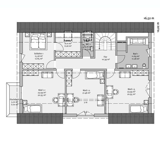 Fertighaus Modern 234 von FischerHaus Schlüsselfertig ab 659635€, Satteldach-Klassiker Grundriss 2