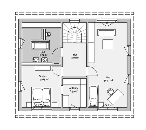 Fertighaus Modern 238 von FischerHaus Schlüsselfertig ab 415575€, Satteldach-Klassiker Grundriss 2