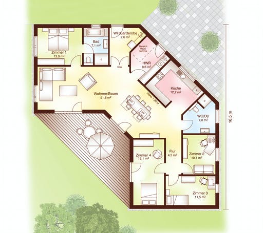 Blockhaus Aarhus von Fjorborg Ausbauhaus ab 218907€, Blockhaus Grundriss 1