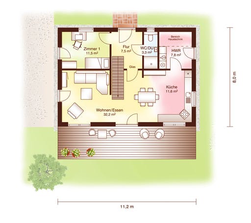 Blockhaus Marstrand von Fjorborg Ausbauhaus ab 227696€, Blockhaus Grundriss 1