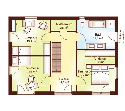 Blockhaus Marstrand von Fjorborg Ausbauhaus ab 227696€, Blockhaus Grundriss 2