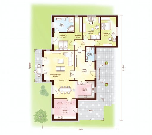 Blockhaus Nordby von Fjorborg Ausbauhaus ab 285046€, Blockhaus Grundriss 1