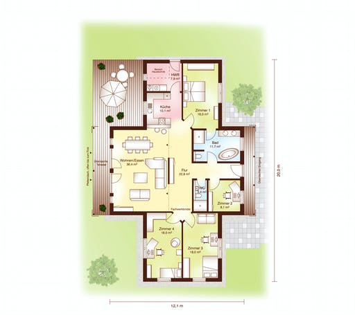 Blockhaus Nyborg von Fjorborg Ausbauhaus ab 280229€, Blockhaus Grundriss 1