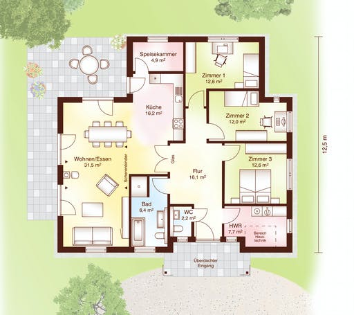 Blockhaus Rönne von Fjorborg Ausbauhaus ab 200757€, Blockhaus Grundriss 1