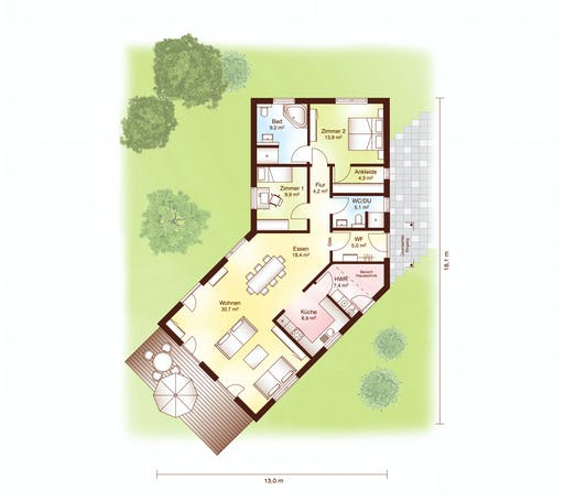 Blockhaus Silkeborg von Fjorborg Ausbauhaus ab 176664€, Blockhaus Grundriss 1
