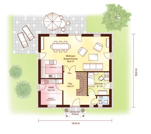 Blockhaus Sonderborg von Fjorborg Ausbauhaus ab 250447€, Blockhaus Grundriss 1