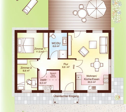 Blockhaus Trelleborg von Fjorborg Ausbauhaus ab 124853€, Blockhaus Grundriss 1