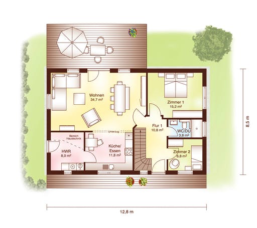 Blockhaus Tromsö von Fjorborg Ausbauhaus ab 225008€, Blockhaus Grundriss 1