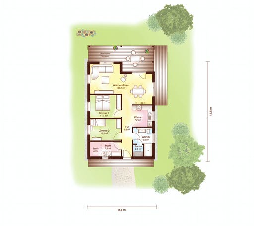 Blockhaus Tunö von Fjorborg Ausbauhaus ab 147744€, Blockhaus Grundriss 1