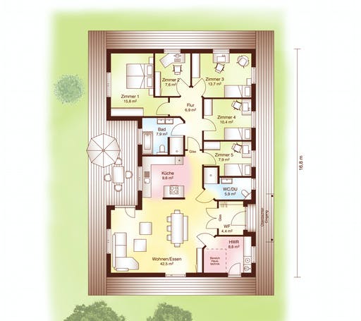 Blockhaus Visby von Fjorborg Ausbauhaus ab 226684€, Blockhaus Grundriss 1