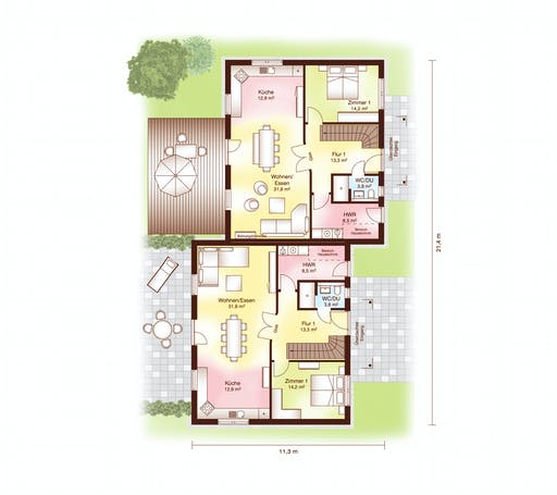 Blockhaus Ystad von Fjorborg Ausbauhaus ab 384627€, Blockhaus Grundriss 1