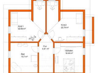 Fertighaus FK 11 - Kundenhaus von Frick, Satteldach-Klassiker Grundriss 1