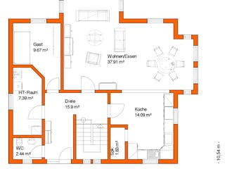 Fertighaus FK 11 - Kundenhaus von Frick, Satteldach-Klassiker Grundriss 2