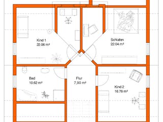 Fertighaus FK 14 - Kundenhaus von Frick, Satteldach-Klassiker Grundriss 1