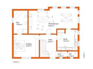 Fertighaus FK 15 - Kundenhaus von Frick, Satteldach-Klassiker Grundriss 2