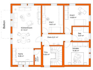 Fertighaus FK 16 - Kundenhaus von Frick, Stadtvilla Grundriss 1