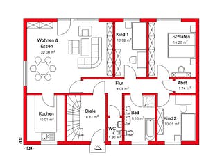 Fertighaus FK 17 - Kundenhaus von Frick, Satteldach-Klassiker Grundriss 2
