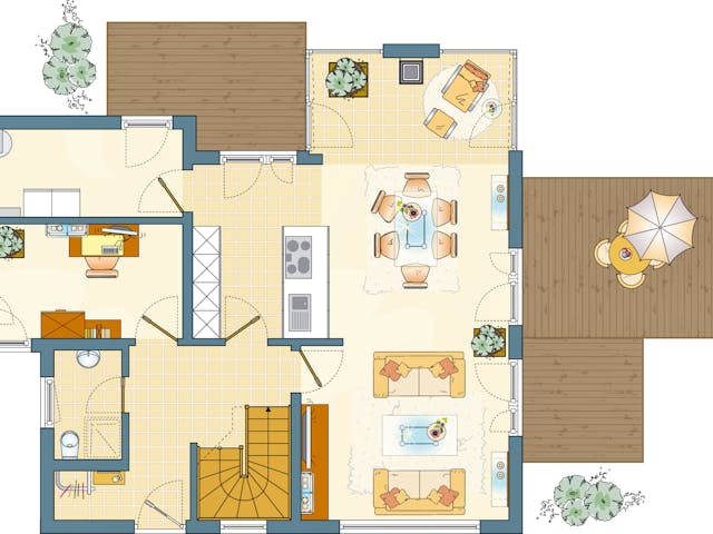 Fertighaus MH Marburg - frei geplant - FLAIRplus von FingerHaus Schlüsselfertig ab 411640€, Satteldach-Klassiker Grundriss 1