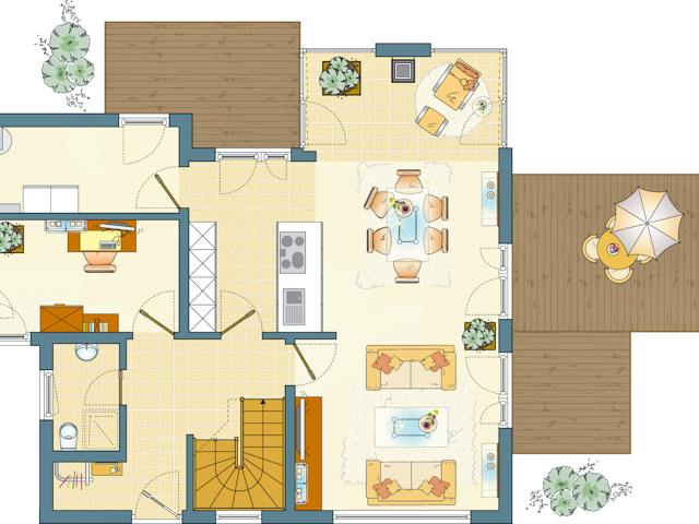 Fertighaus MH Marburg - frei geplant - FLAIRplus von FingerHaus Schlüsselfertig ab 411640€, Satteldach-Klassiker Grundriss 1