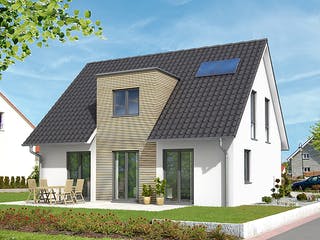 Fertighaus Referenzhaus 1.3 von Flasche Hausbau, Satteldach-Klassiker Außenansicht 1