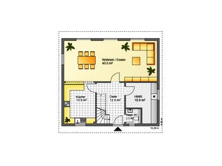 Fertighaus Referenzhaus 1.3 von Flasche Hausbau, Satteldach-Klassiker Grundriss 1