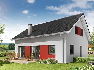 Fertighaus Referenzhaus 2 von Flasche Hausbau, Satteldach-Klassiker Außenansicht 2