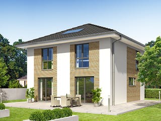 Fertighaus Referenzhaus 3 von Flasche Hausbau, Stadtvilla Außenansicht 1