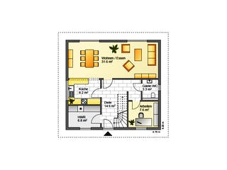 Fertighaus Referenzhaus 3 von Flasche Hausbau, Stadtvilla Grundriss 1