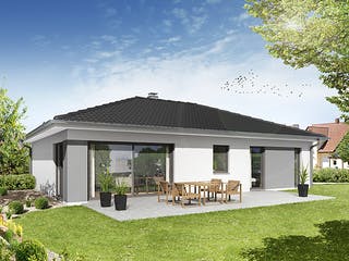 Fertighaus Referenzhaus 5 von Flasche Hausbau, Bungalow Außenansicht 1