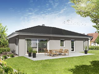 Fertighaus Referenzhaus 5 von Flasche Hausbau, Bungalow Außenansicht 3