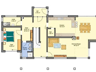 Fertighaus Flaviano von Büdenbender Hausbau, Cubushaus Grundriss 1