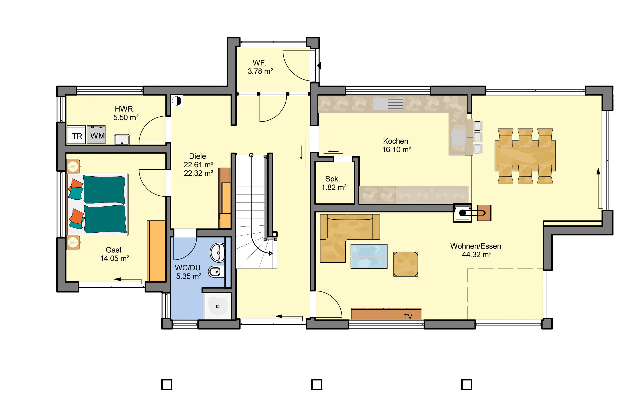 Fertighaus Flaviano von Büdenbender Hausbau Schlüsselfertig ab 811775€, Cubushaus Grundriss 1