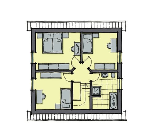Fertighaus Fliederallee von GUSSEK HAUS Schlüsselfertig ab 255600€, Satteldach-Klassiker Grundriss 2