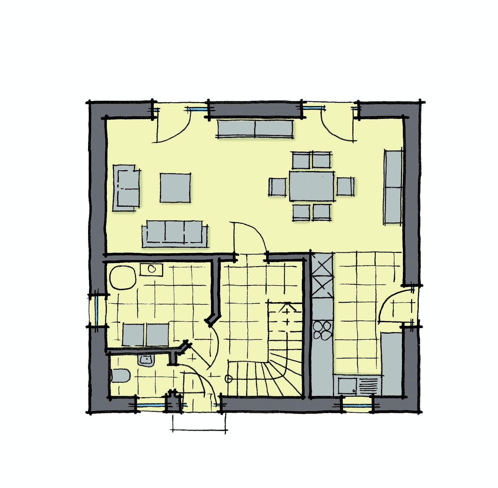 Fertighaus Fliederallee von GUSSEK HAUS Schlüsselfertig ab 297600€, Satteldach-Klassiker Grundriss 1