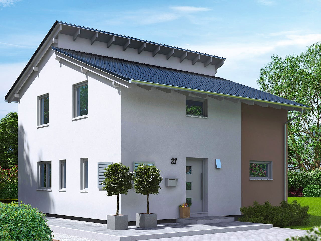 Fertighaus Florenz von Fingerhut Haus Schlüsselfertig ab 398785€, Pultdachhaus Außenansicht 1