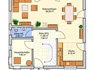 Fertighaus Florenz von Fingerhut Haus Schlüsselfertig ab 398785€, Pultdachhaus Grundriss 1