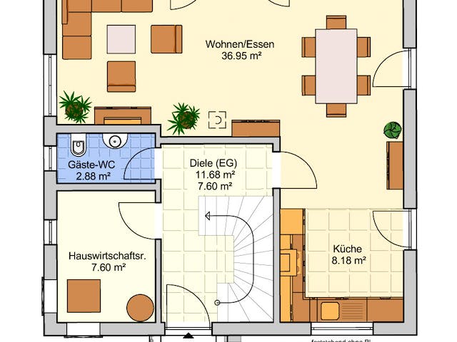 Fertighaus Florenz von FINGERHUT-HAUS Schlüsselfertig ab 405084€, Pultdachhaus Grundriss 1
