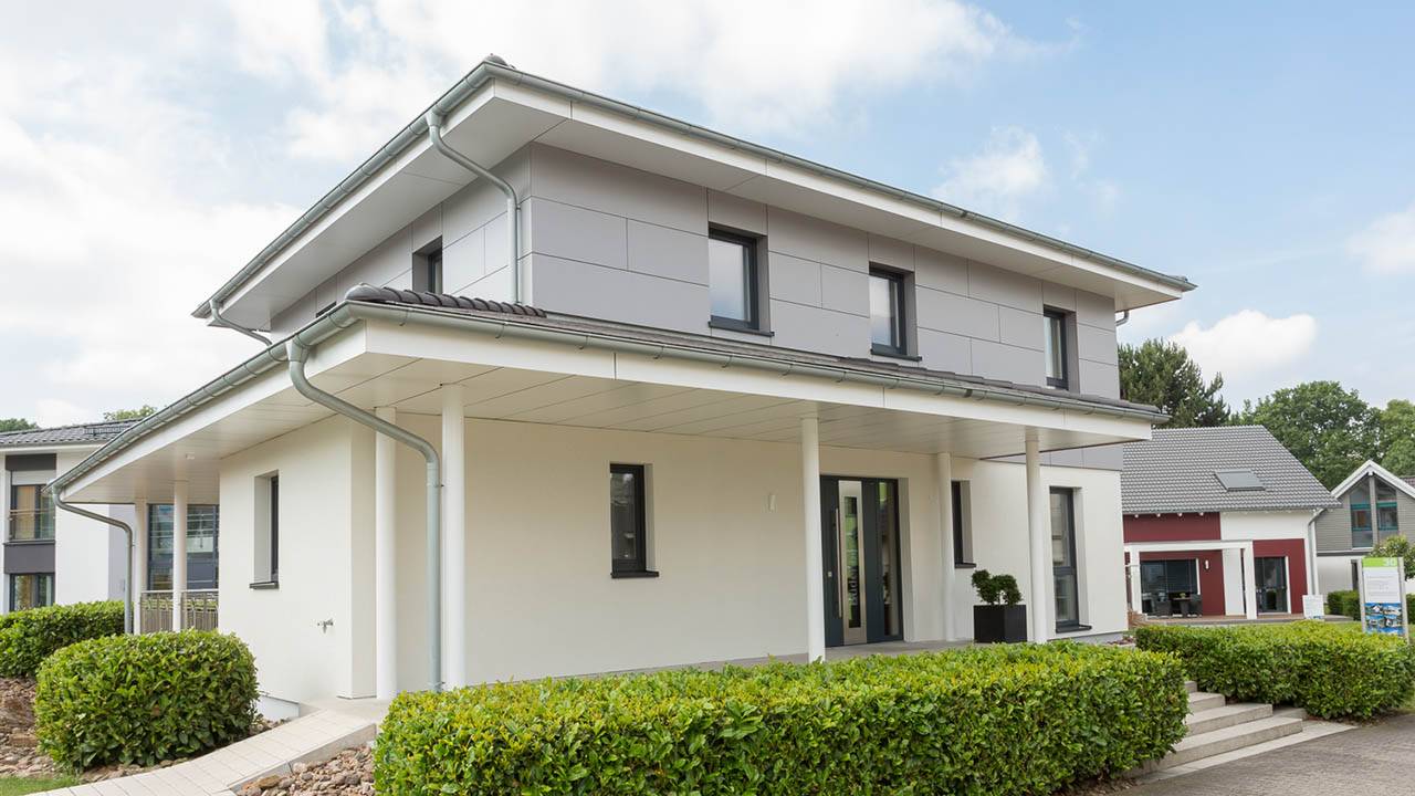 Fertighaus Florenzo - MH Bad Vilbel von Büdenbender Hausbau Schlüsselfertig ab 387000€, Stadtvilla Außenansicht 1