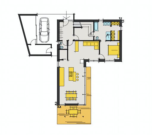 Fertighaus F150 - Kega von Fluck Holzbau Schlüsselfertig ab 400000€, Satteldach-Klassiker Grundriss 1